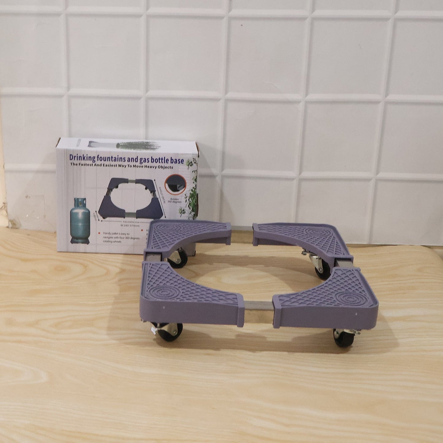 Wukusy washing machine stand with wheels, adjustable and movable base for fridge or appliances, shown with a sleek metal frame.