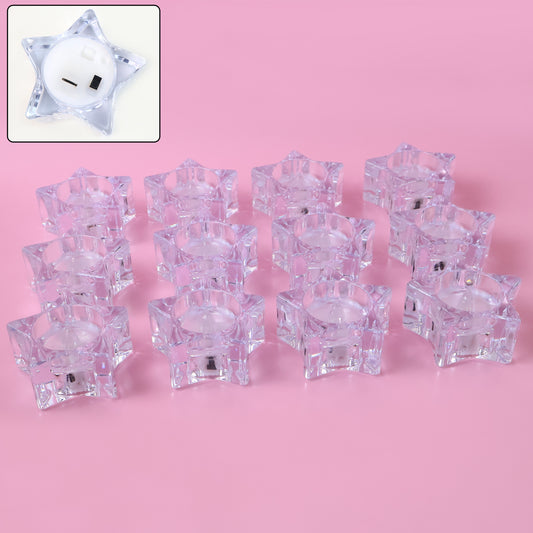 Set of 12 Wukusy LED crystal-effect flameless smokeless candles for elegant home decor, featuring realistic flame-like glow.