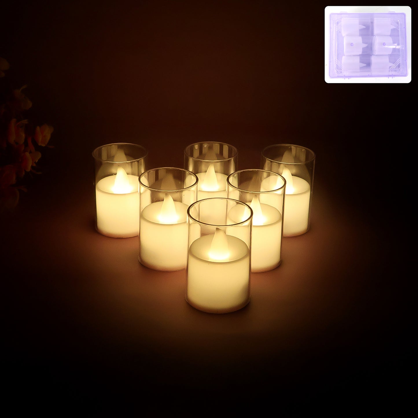 Set of Wukusy flameless LED votive candles with warm glow, ideal for safe, decorative lighting displays.