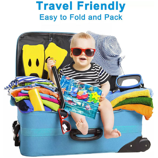 Inflatable Wukusy Baby Water Mat with colorful designs, perfect for infants aged 3 to 15 months, as a fun activity center for boys and girls.