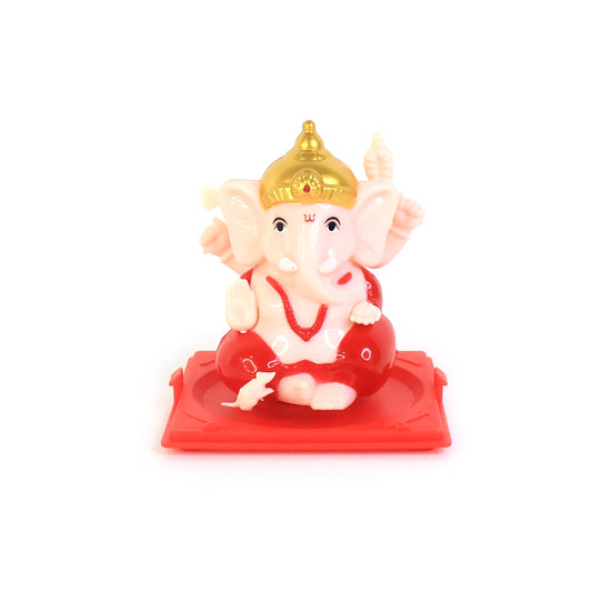 Decorative small Lord Ganesh idol in transparent display case, ideal for home decor, by Wukusy.