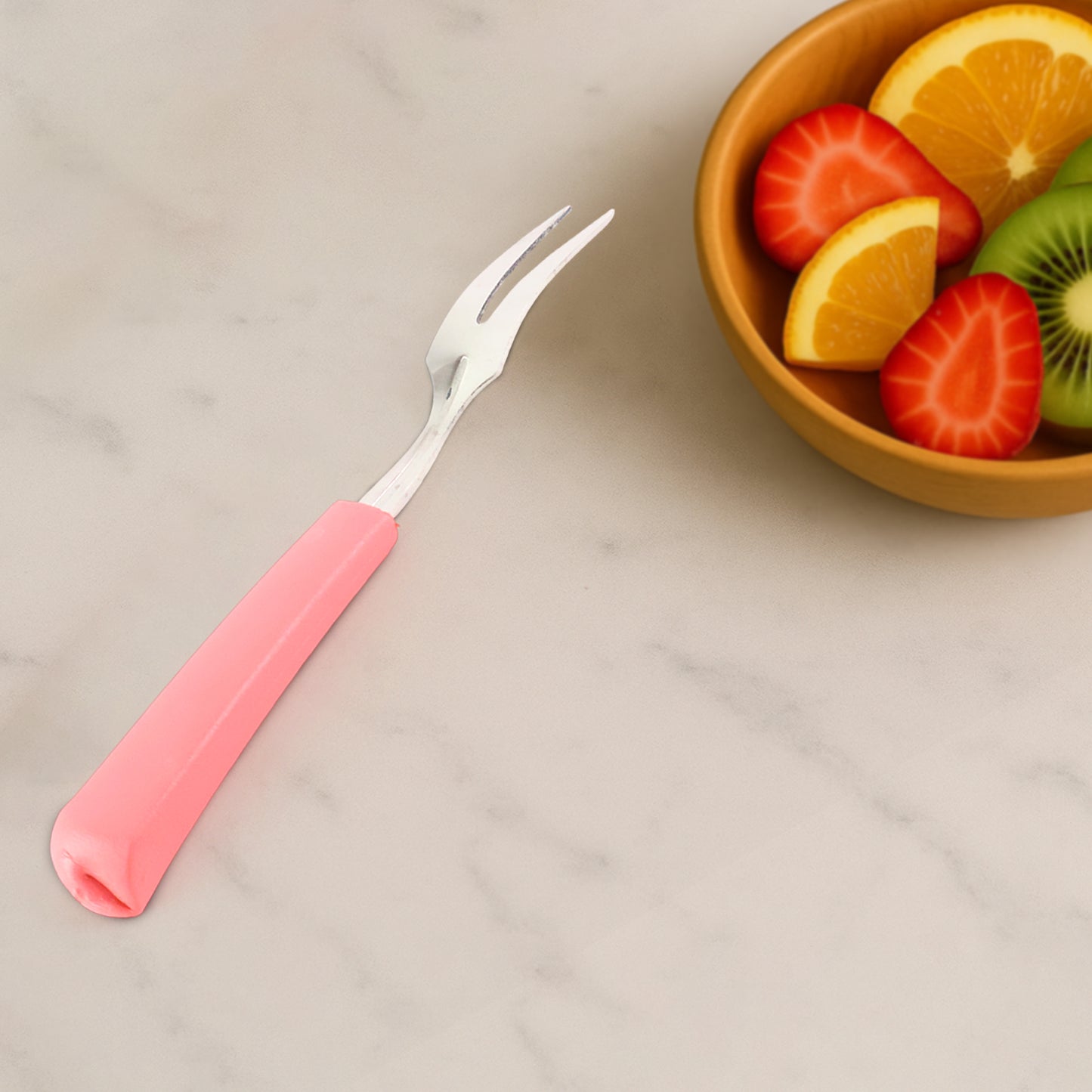Wukusy premium stainless steel fruit fork set with 10 pieces featuring soft non-slip handles for home and kitchen use.