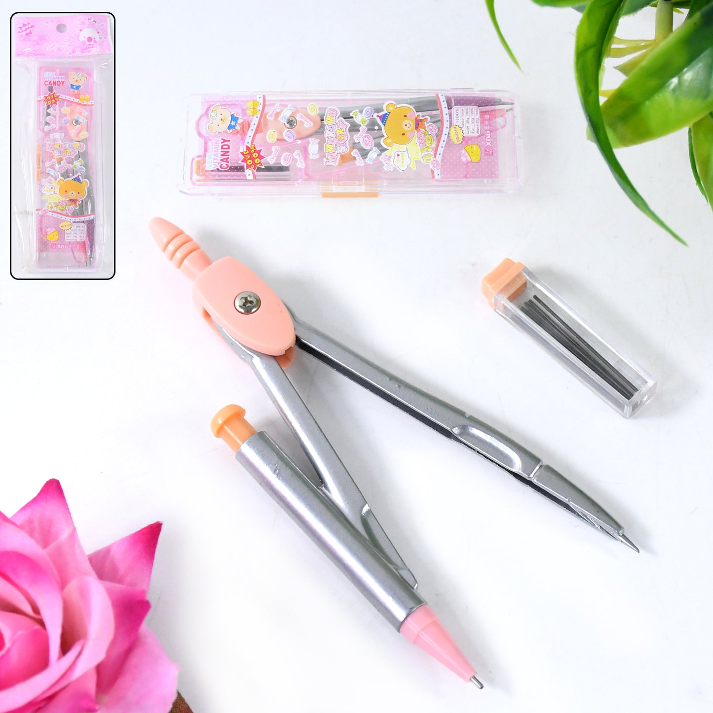 Wukusy 4-in-1 precision geometry compass set for office use, includes multiple tools for accurate drawing and drafting.
