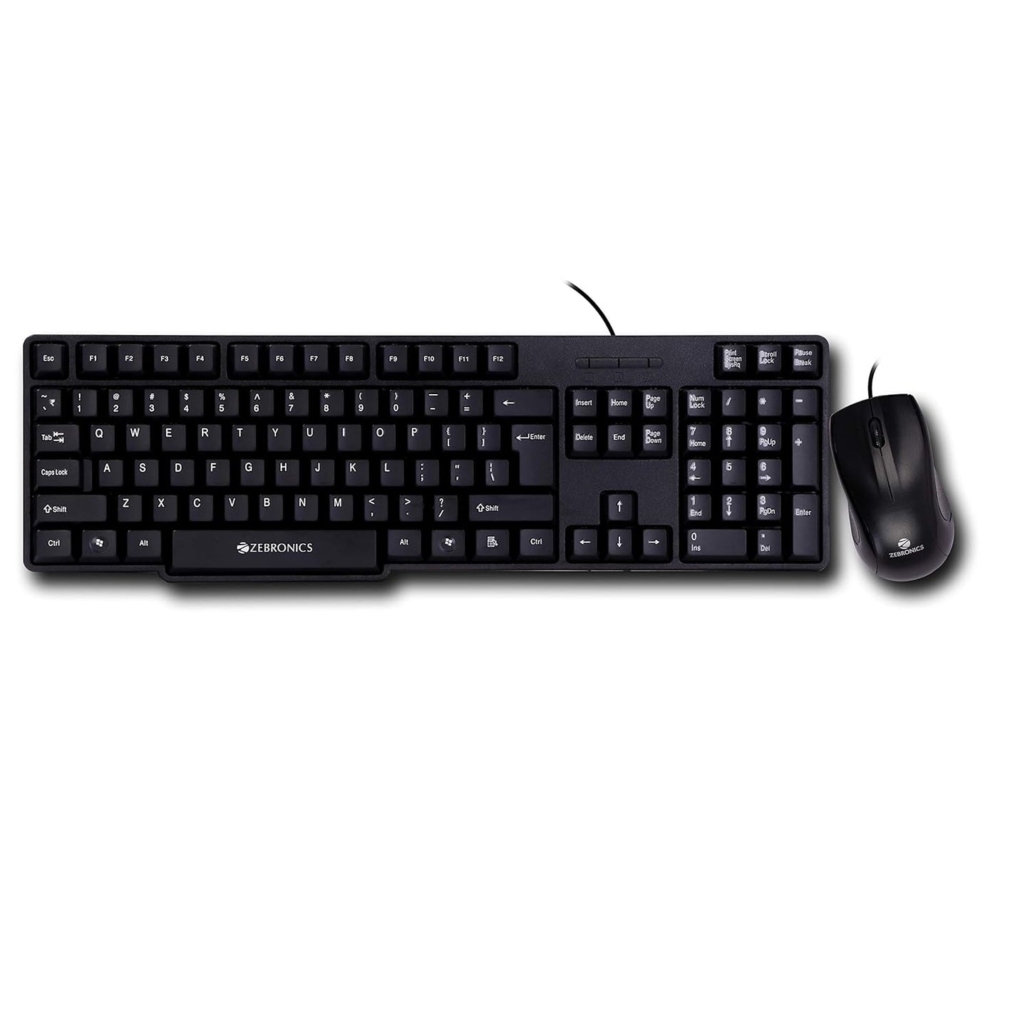 Black Zebronics Zeb-Judwaa 750 wired USB desktop keyboard with standard keys and sleek design for comfortable typing.
