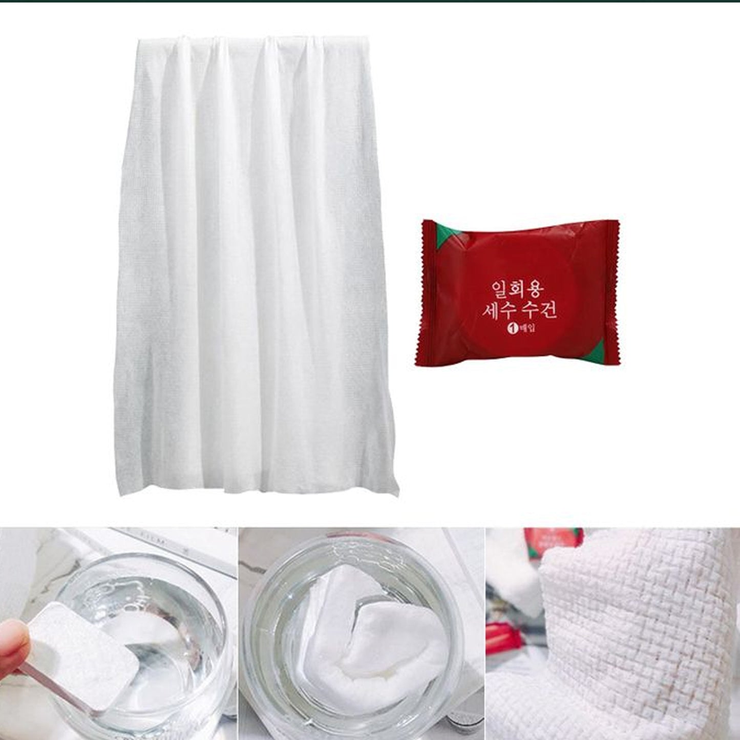 Wukusy compressed cotton towel for travel, camping, and sports, shown expanded as a soft, portable disposable tissue towel.