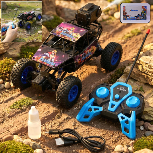 Wukusy remote control rock crawler off-road toy car on rugged terrain, showcasing durable tires and compact design.