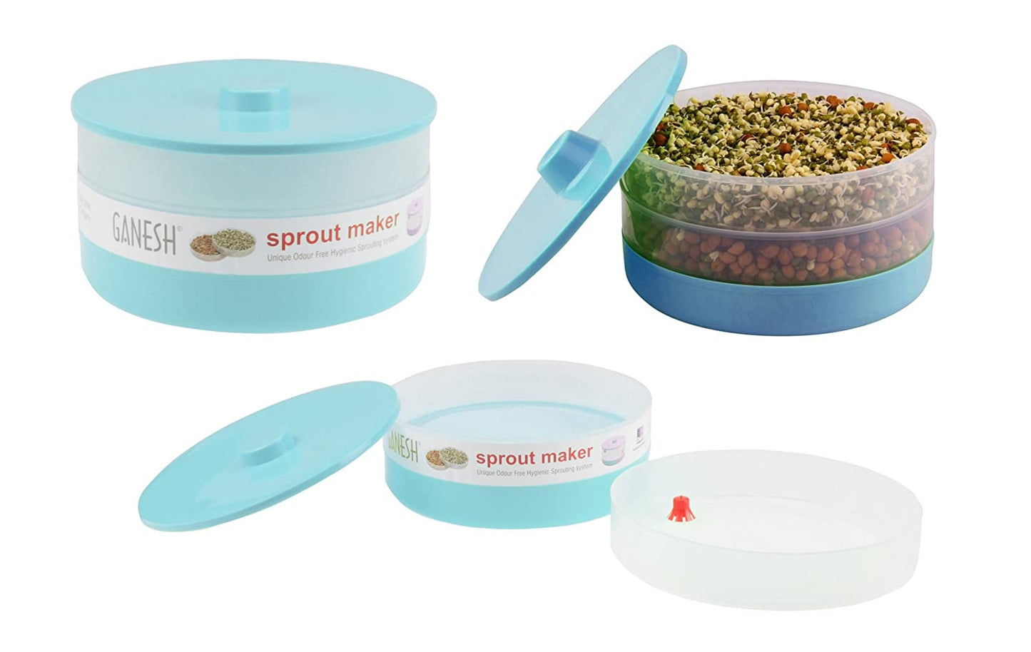Wukusy Ganesh Sprout Maker bean bowl with 1800ml capacity, a kitchen tool for sprouting beans and seeds.