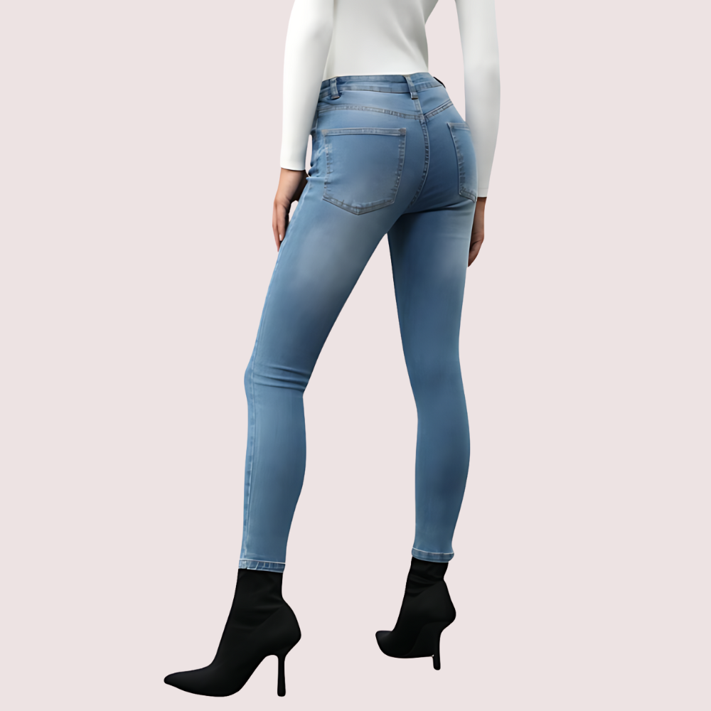 Slim fit skinny jeans for women by Snazzyway, showcasing a stylish urban chic design in a close-up view.