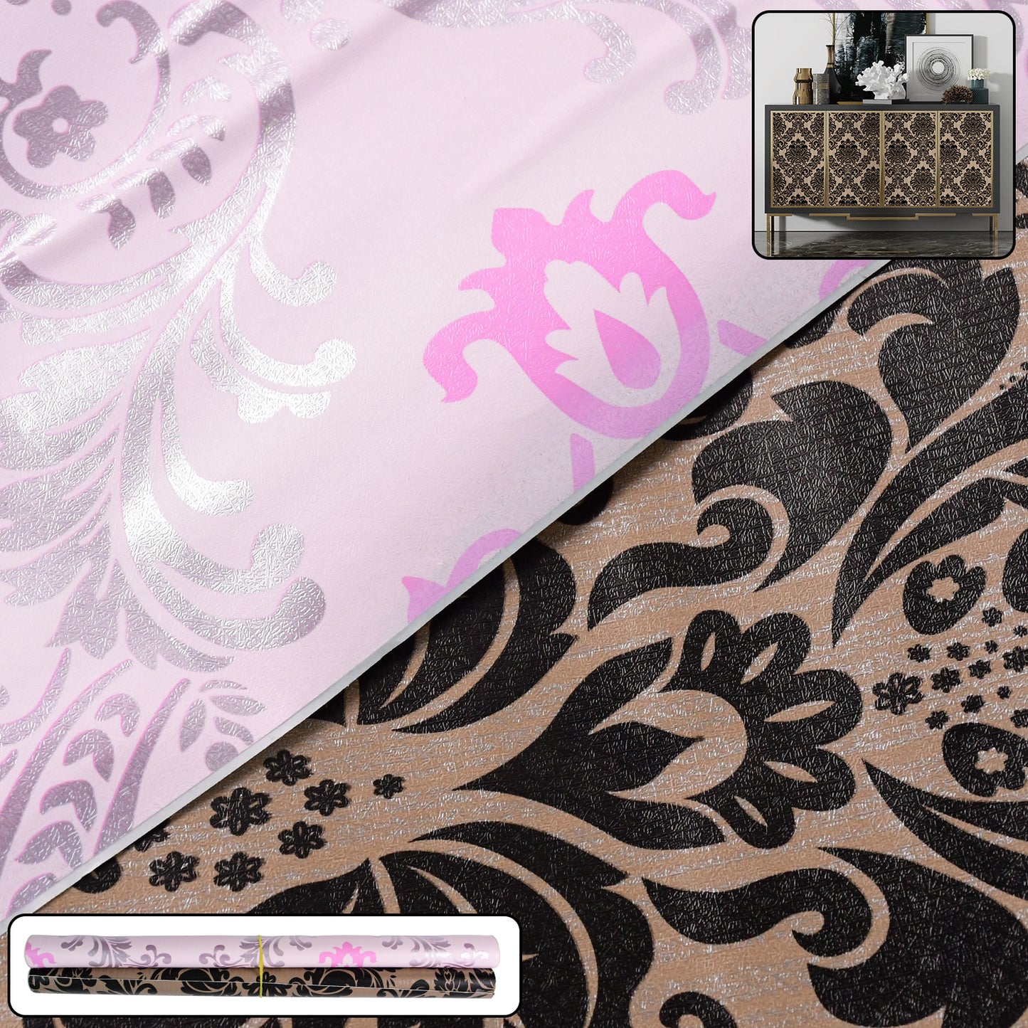 Wukusy premium self-adhesive decorative wallpaper roll for home decor, featuring a stylish pattern on a smooth surface.