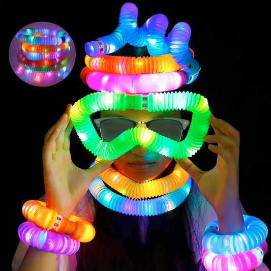 Colorful Wukusy mini pop tubes sensory toys, stretchy pull fidget tubes for kids and adults to reduce anxiety and promote focus.