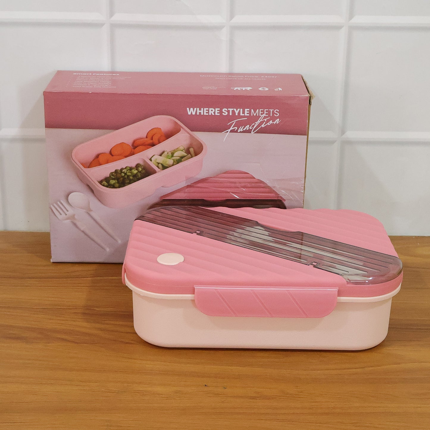 Wukusy plastic 3-compartment kids lunch box with colorful sections for snacks and meals, durable and child-friendly design.