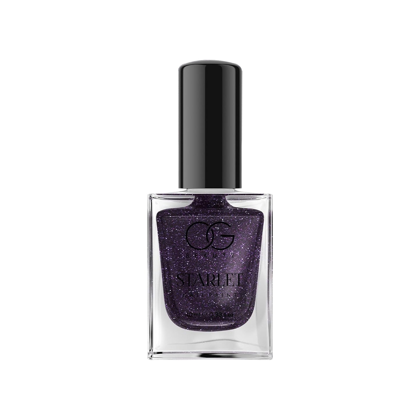 Wukusy Og Beauty Purple Dazzle Starlet Glitter Nail Paint in 10ml bottle, featuring vibrant purple glitter for sparkling nail designs.