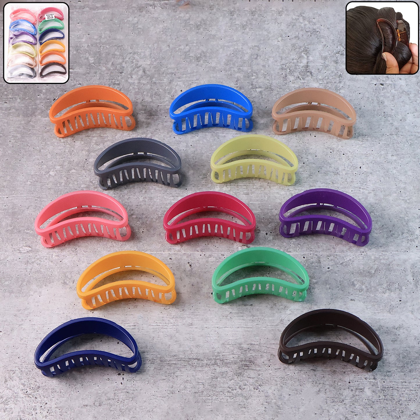 Set of 12 Wukusy matte plastic hair clamp grips, simple hair barrette clips for securing hair in health and beauty styling.