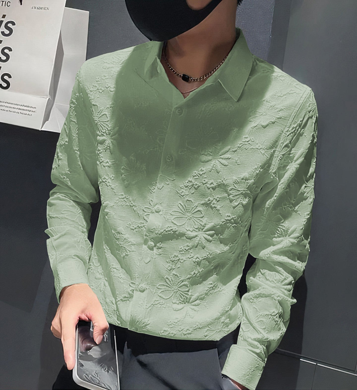 Men's regular fit solid casual shirt with spread collar from Drpshippr, shown in a front view, perfect for everyday wear.