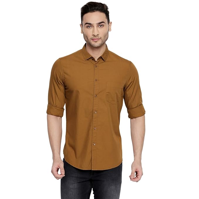 White men's slim fit shirt by Seasons, featuring a classic collar and tailored fit, ideal for formal or casual wear.