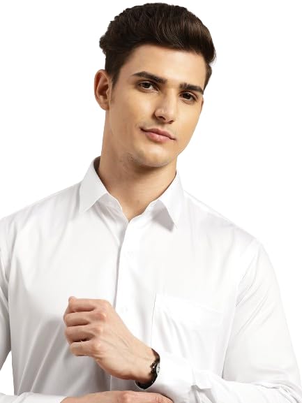 Black men's formal shirt by Seasons, solid color, long-sleeve dress shirt for men, designed for formal occasions and professional wear.