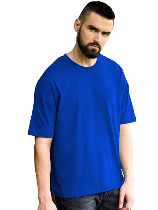 Men's oversized blue T-shirt from Seasons, featuring a relaxed fit and casual style, shown on a white background.