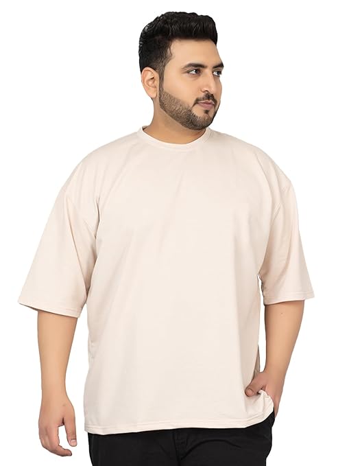 Men's pastel beige cotton T-shirt by Seasons, displaying a comfortable fit and soft fabric in a casual style.