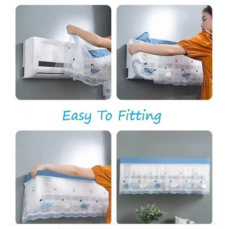 Ekom designer dustproof and washable AC cover for split air conditioners, featuring premium embroidery and foldable design for 1-ton indoor units.