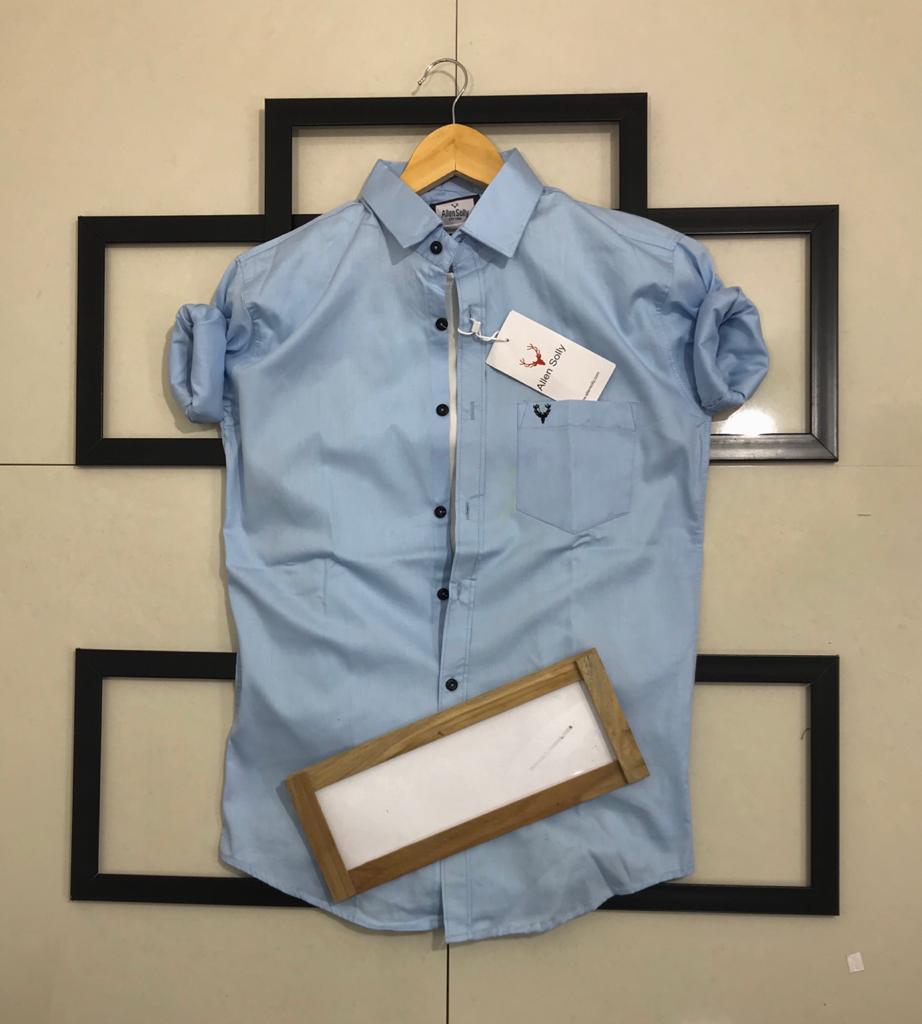 Seasons men's blue full sleeves shirt with normal fit, casual style, and button-down front, ideal for everyday wear.
