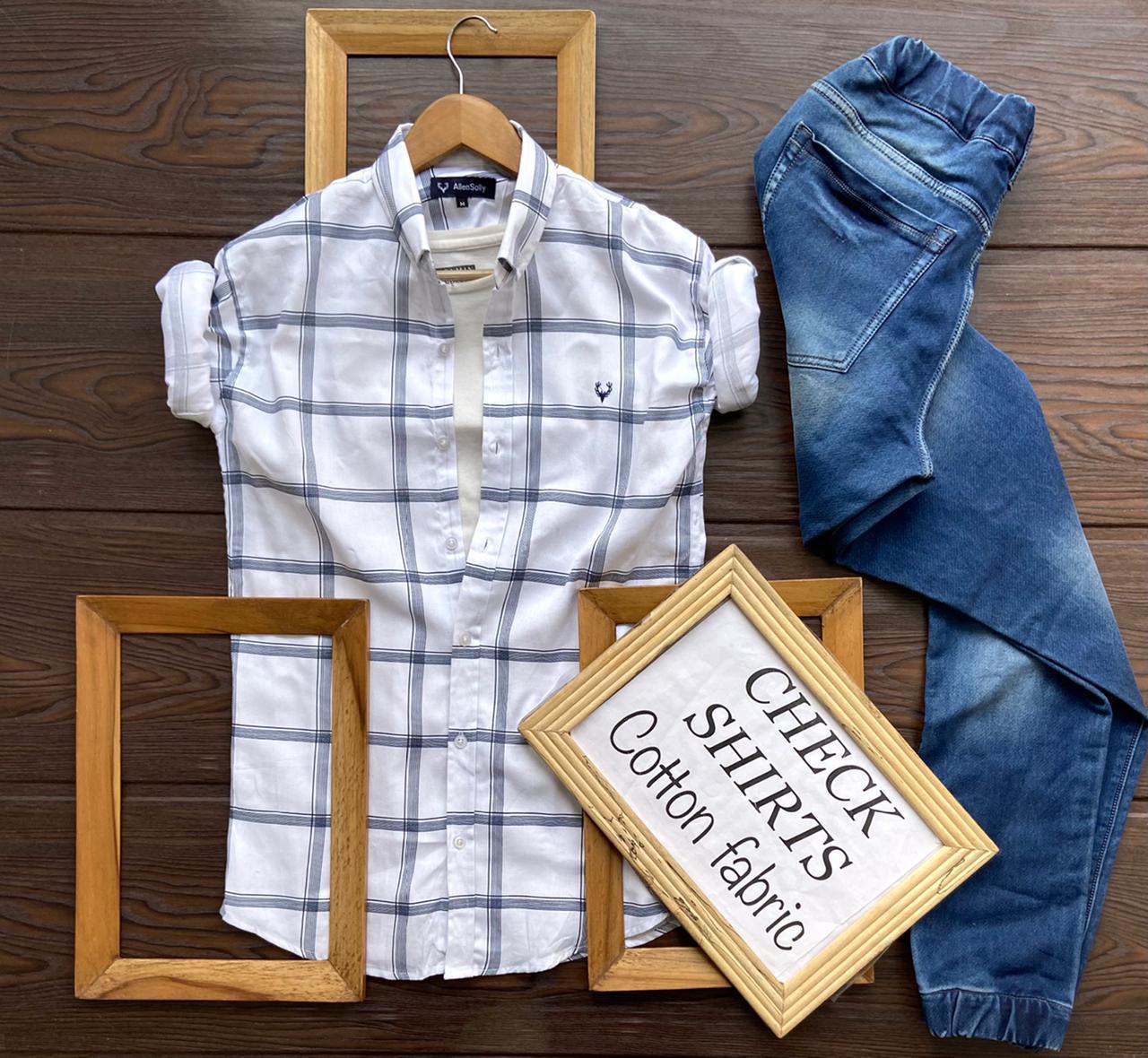 White full-sleeves men's shirt by Seasons, casual style with a classic collar and button-down front, suitable for everyday wear.