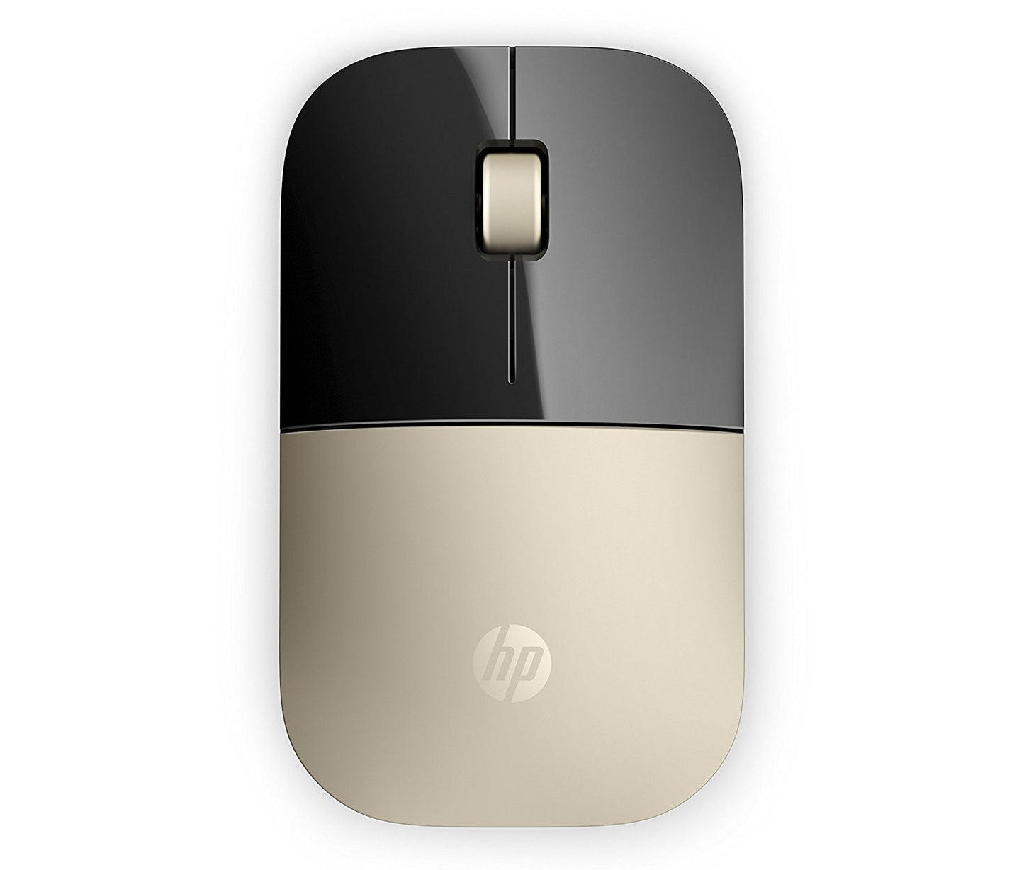 Seasons HP Z3700 wireless optical mouse in gold and black with USB receiver, slim design, 1200 DPI, 2.4GHz wireless connection