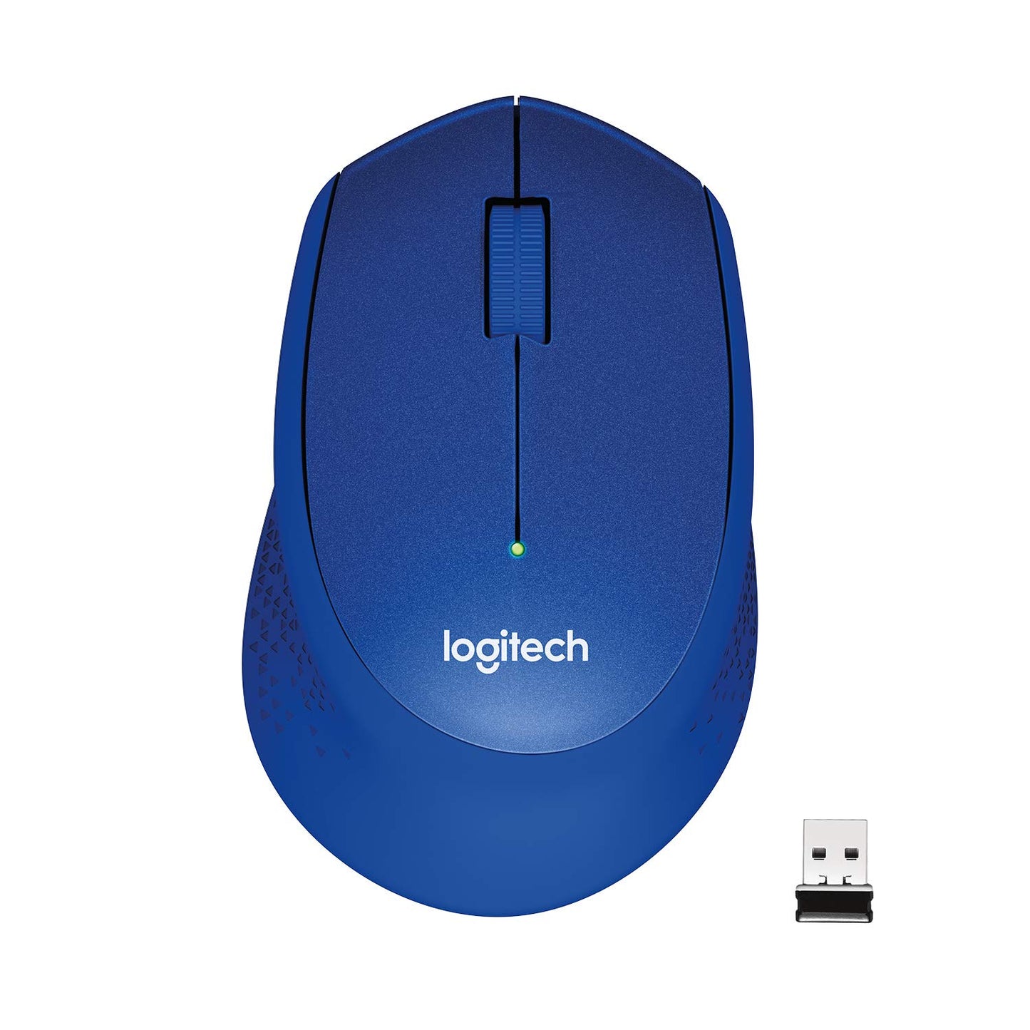 Seasons Logitech M331 Silent Plus wireless optical mouse with 1000 DPI, blue color, 2.4GHz wireless connectivity, side buttons visible