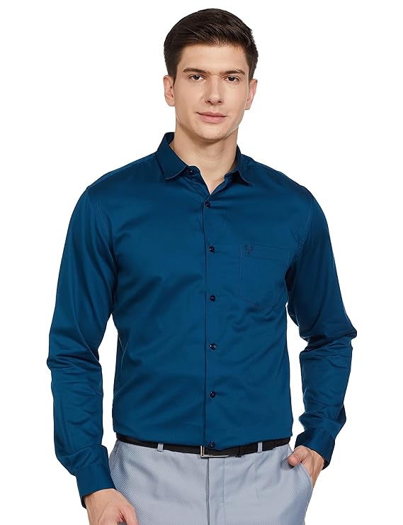 Seasons men's regular fit formal shirt in a classic design, shown in a close-up of the front fabric and collar details.