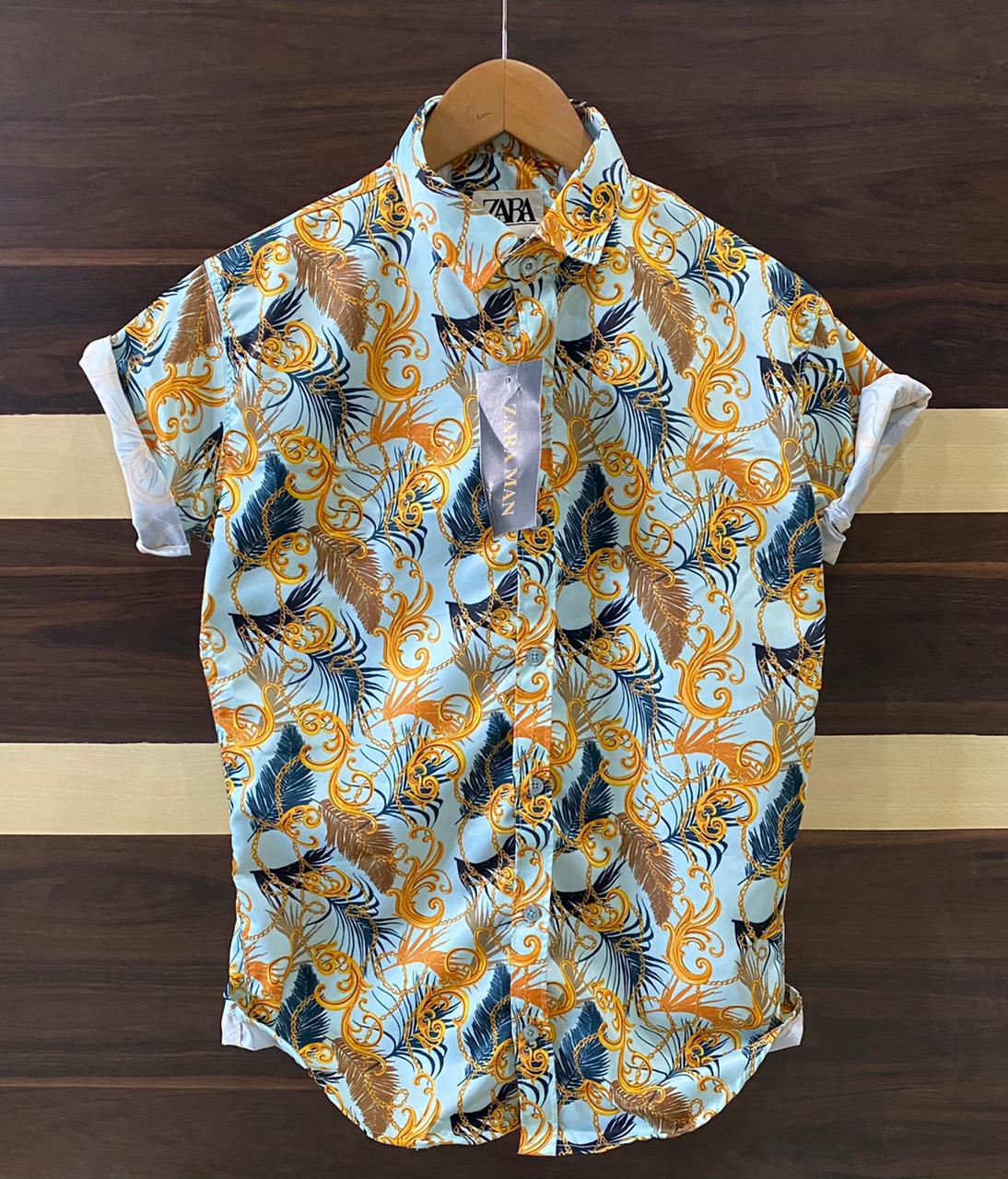 Seasons designer men's floral printed shirt with vibrant flower patterns, casual style, and comfortable fit.