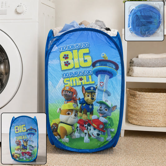 Foldable Wukusy laundry basket made of mesh fabric with handles, measuring 34.29x34.29x54.61cm, suitable for clothes storage.