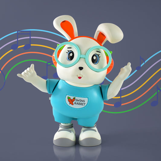 Wukusy Swing Rabbit Musical Dancing Toy with lights and sounds, interactive bunny for children, battery not included