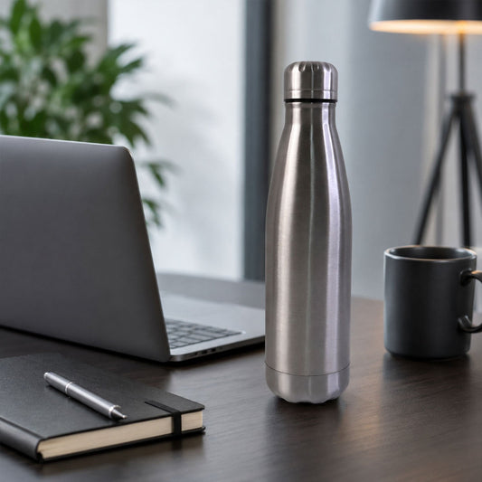 Wukusy stainless steel leak-proof water bottle with 500ml capacity, suitable for gym, school, and office use.