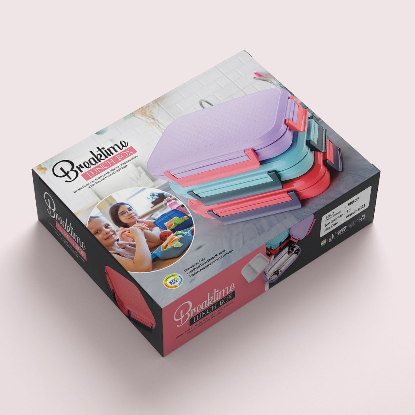 Wukusy 5364 steel lunch box with multiple compartments, ideal for office, school, and travel, made of premium quality material