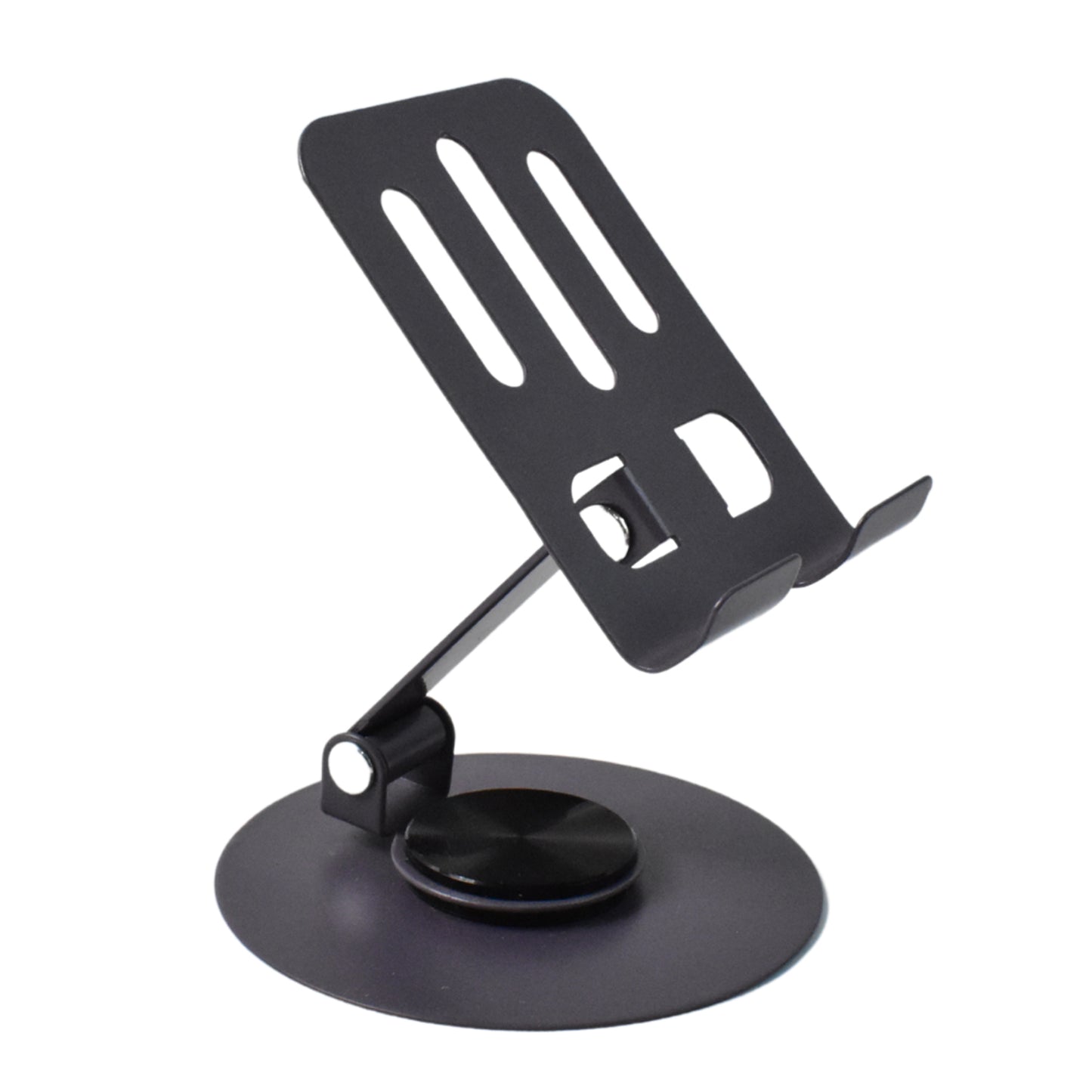 Foldable metal mobile stand by Wukusy, lightweight and adjustable for holding smartphones securely during use or viewing.