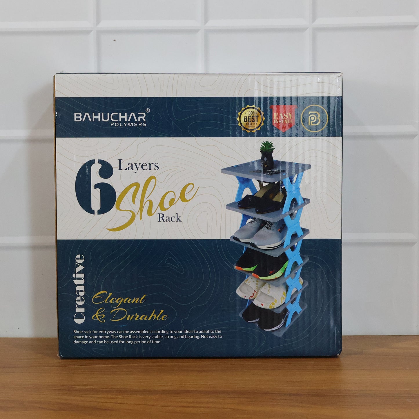 Wukusy 6-layer rectangle shoe rack stand with multiple tiers for organized shoe storage and easy access.