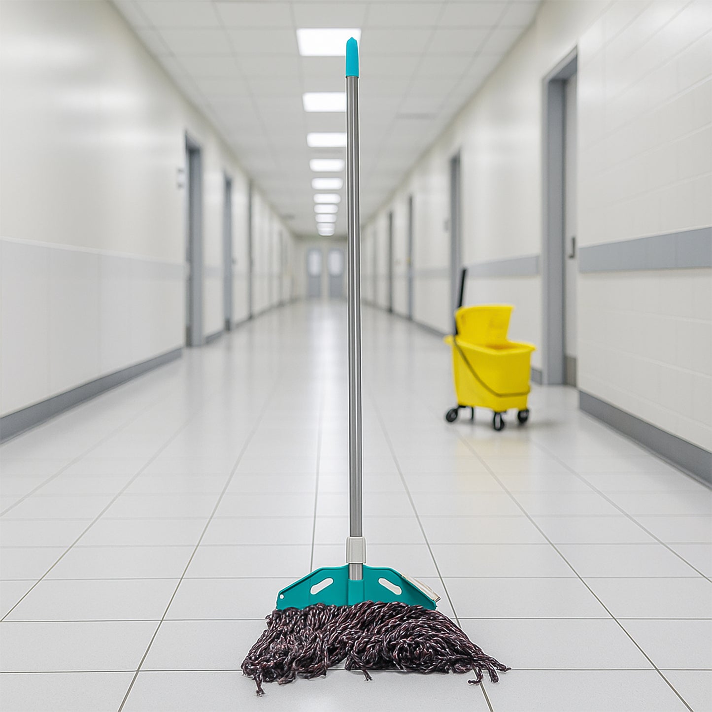 Wukusy premium cotton yarn floor cleaning mop with long handle, ideal for efficient home cleaning and floor maintenance.