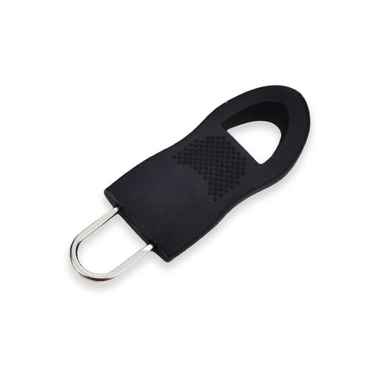 Metal zipper pull tab with cord for luggage, backpacks, or jackets, featuring a sturdy design and easy-to-use extension zipper head.