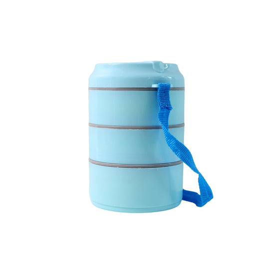 Wukusy 3-layer insulated lunch box set with handle strap, featuring multiple compartments for food storage and portability.