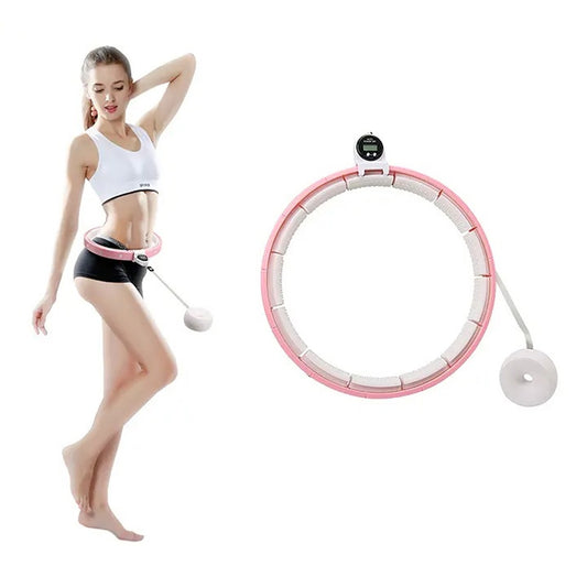 Wukusy 8021 Fitness Adjustable Detachable Hula Hoop ring for weight loss, gym exercise, with smart round count display.