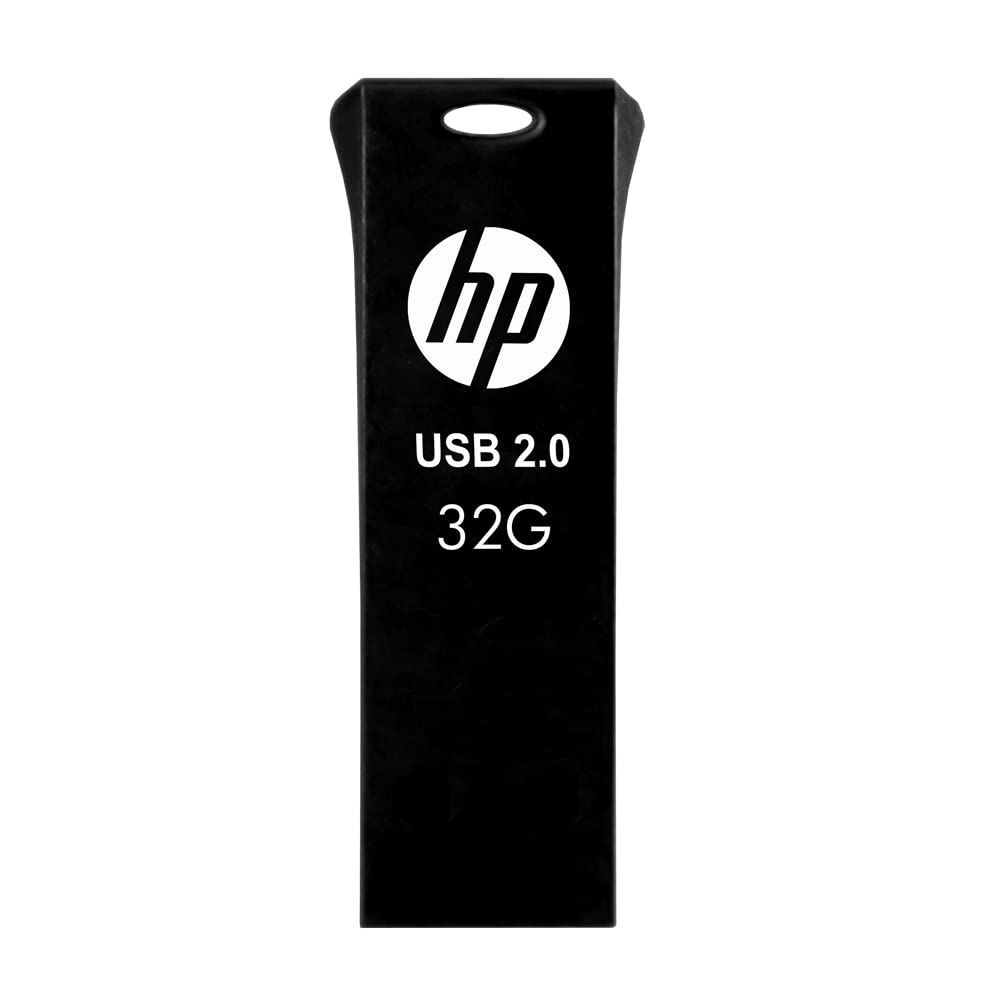 Black HP v207w 32GB USB 2.0 pen drive with compact design, ideal for portable data storage.
