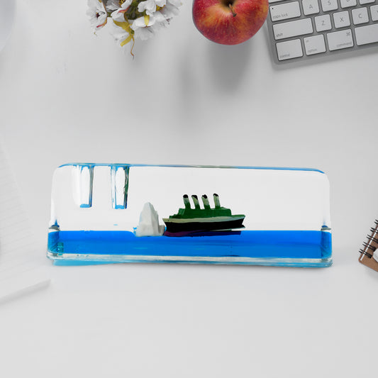 Wukusy car interior dashboard water cruiser ship iceberg ornament, decorative home decor or desk paperweight for birthdays or gifts.