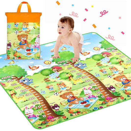 Wukusy waterproof double-sided baby play floor mat in size 120x180cm with carrying bag, suitable for kids' home play area.
