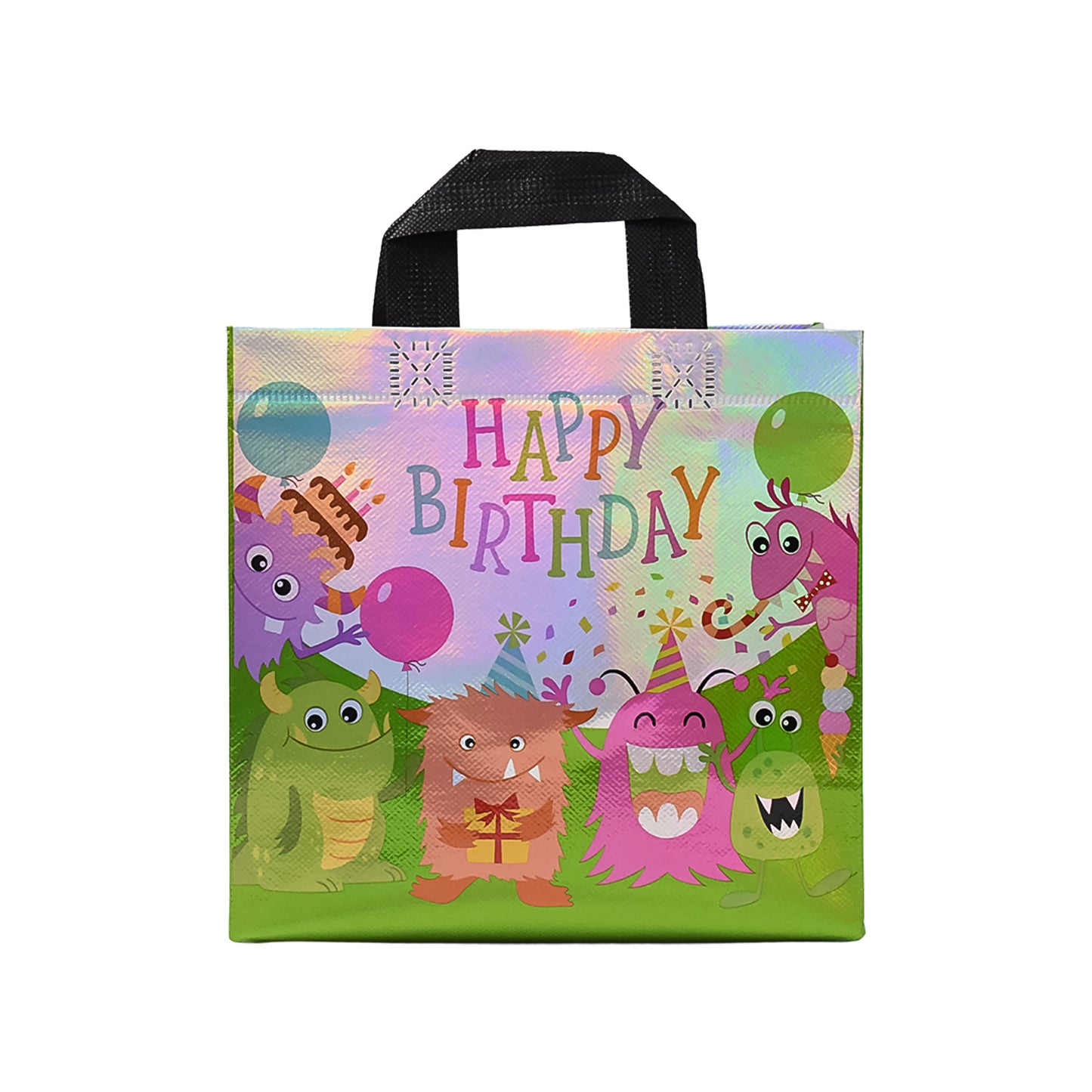 Reusable Wukusy birthday gift bag with colorful mixed design, ideal for party gift packaging and celebration occasions.