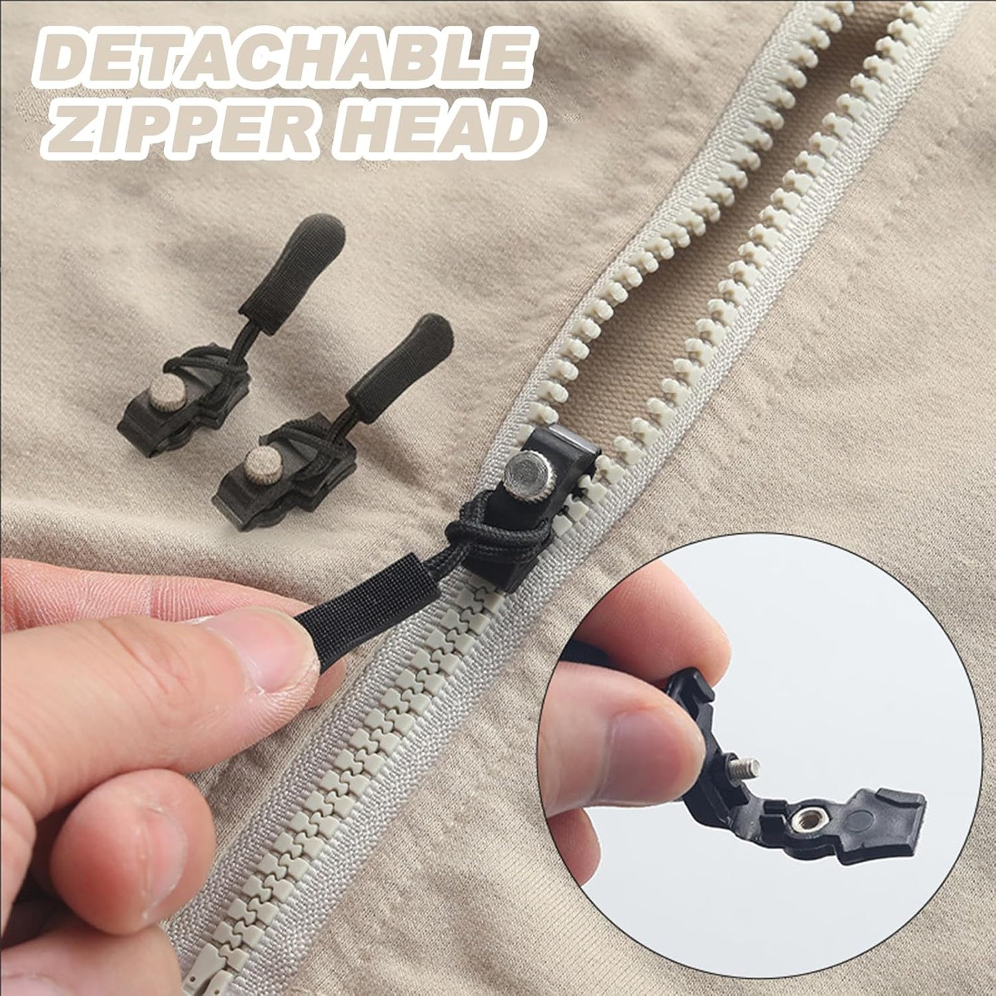 10-pack of Wukusy portable universal detachable zipper sliders for home improvement, featuring large size and easy installation.