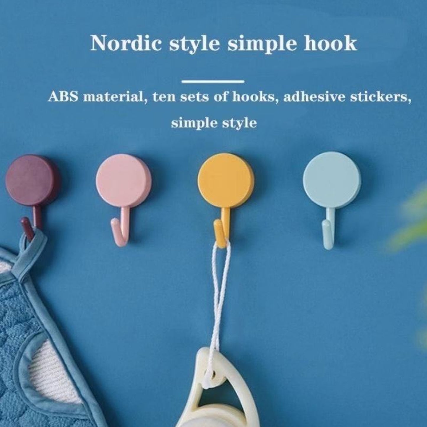 Set of two Wukusy 7473 heavy-duty wall hooks for home use, showing sturdy metal hooks mounted on a wall for hanging items.
