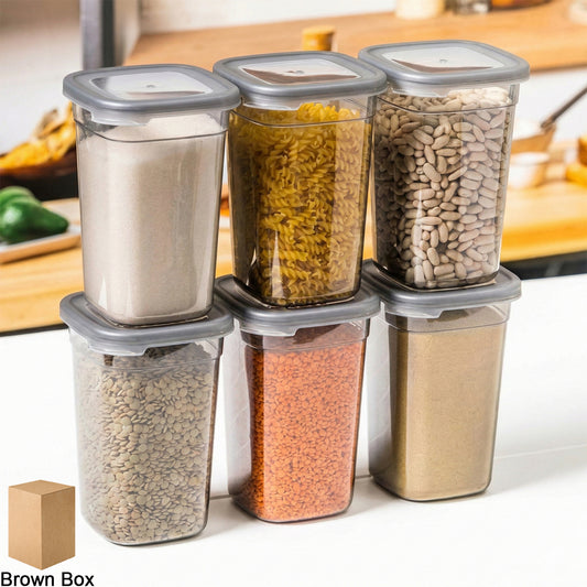 Wukusy plastic multipurpose kitchen storage fridge containers, 1200 ml, set of 6, with transparent lids for food organization.