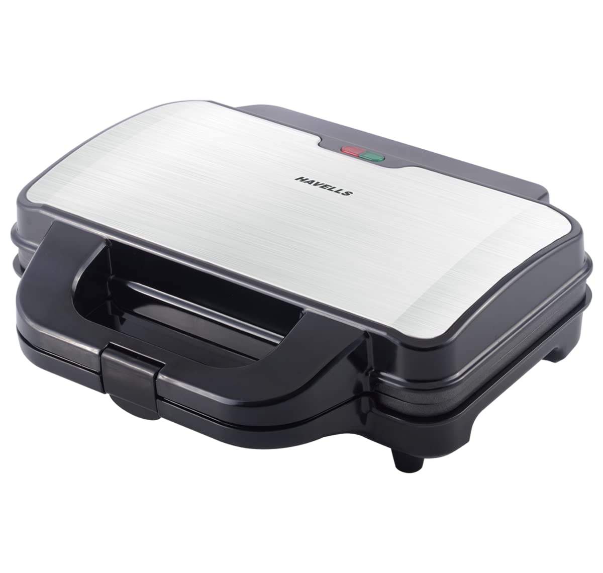 Silver Havells Big Fill Grill sandwich maker by Seasons with non-stick plates and compact design, perfect for quick, delicious sandwiches.
