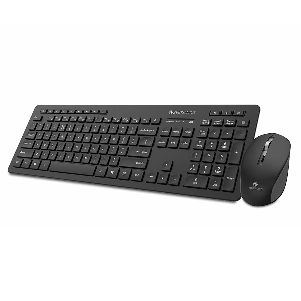 Seasons Zebronics Zeb-Companion 500 wireless keyboard and mouse combo in black, desktop keyboard with sleek design.