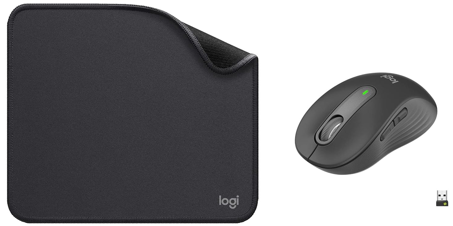 Seasons Logitech M650 Silent wireless optical mouse in graphite, designed for small to medium hands, with 2.4GHz wireless and Bluetooth.