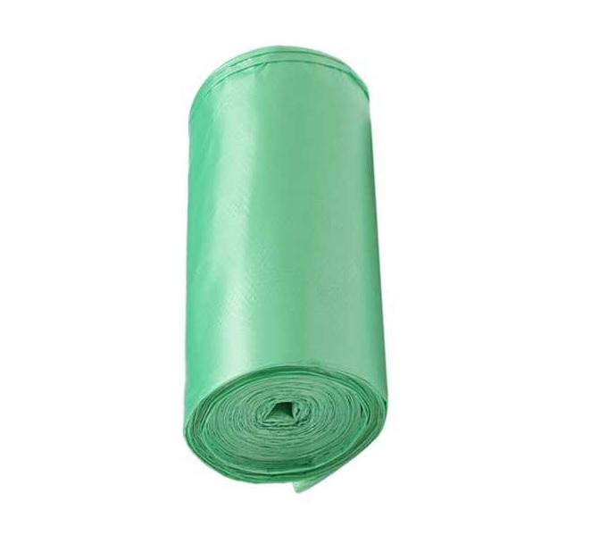 Green compostable garbage bags by Wukusy, 17x19 inches, made from corn starch for eco-friendly waste disposal.